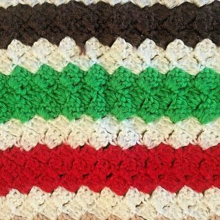 Vtg,  Handmade,  Afghan Knitted / Crocheted,  Lap/Throw Blanket,  Stripes,  49”x 60” 3