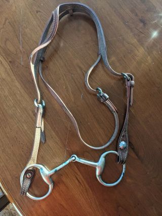 Vintage Rofin Eggbutt Snaffle Bit 5 " Mouth Never Rust Made In England & Bridle