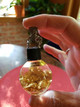 24k Gold Flakes In Bottle Alaska Souvenir Glass Vial Miner