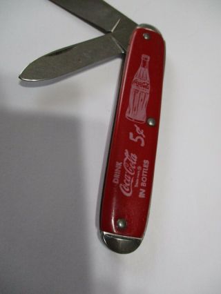 Vintage Coca Cola Soda 5 Cent Bottles 2 Blade Adverstising Folding Pocket Knife