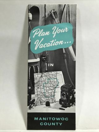 1960 Plan Your Vacation In Manitowoc County Wisconsin Travel Map Guide Brochure