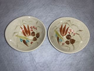 2 - Vintage Red Wing Pottery ‘random Harvest’ Fruit Bowls,  5 - 1/4”