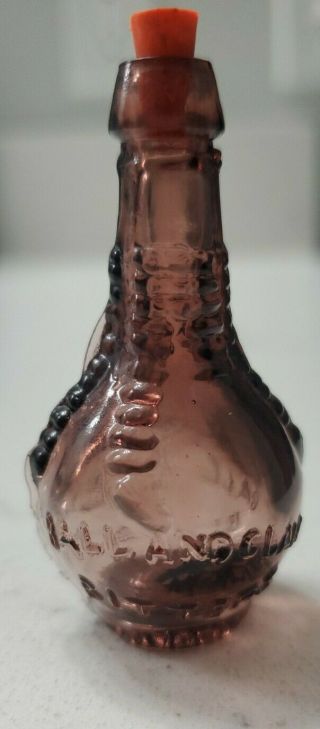 Vintage Ball And Claw Bitters 2.  5 " Purple Glass Bottle With Cork From Taiwan