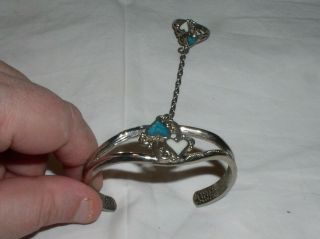Well Made Vintage Sterling Silver Turquoise Slave Bracelet