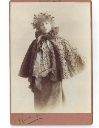Vintage Cabinet Sarah Bernhardt Legendary French Stage Actress Reutlinger Photo