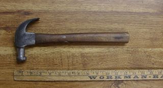 Old Tools,  Vintage Unbranded Curved Claw Hammer,  1lb.  4.  8oz. ,