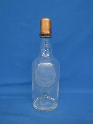Vintage Cut Glass Etched Crystal Hawkes Sun Moon Face Bottle W/cork And Cup