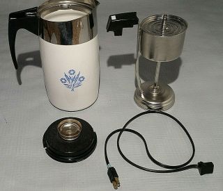 Vintage Corning 10 Cup E - 1210 Electric Percolator Coffee Pot In Blue Cornflower
