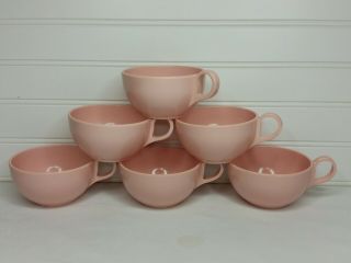 Vintage Set Of 6 Pink Melamine Melmac Coffee Cups W 2 Regaline Pink Cups Plates