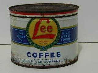 Vintage H.  D.  Lee Mercantile Salina Kansas Lee Brand Coffee Tin Can Early Version