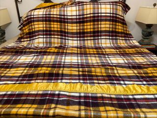 Vintage Pearce Woolrich Pa Wool Blanket Aprox 68” X 91” Yellow Brown Red Plaid