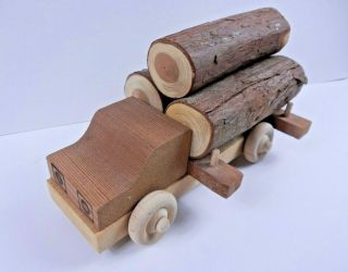 Vintage Handcrafted California Redwood Souvenir Wooden Toy Logging Truck Collect