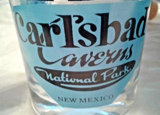 RETRO CARLSBAD CAVERNS NATIONAL PARK MEXICO LOWBALL GLASS TURQUOISE BLACK 2