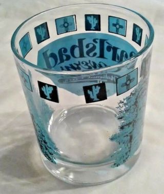 RETRO CARLSBAD CAVERNS NATIONAL PARK MEXICO LOWBALL GLASS TURQUOISE BLACK 3