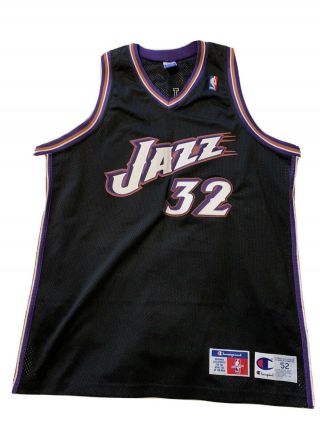 Utah Jazz Karl Malone Vintage Champion Jersey Stitched Size 52