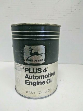 Vintage John Deere Plus 4 Automotive Engine Oil Sae 10w - 40 Can Empty 1qt