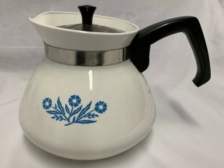 Vintage Corning Ware Cornflower 6 Cups Tea Pot With Strainer