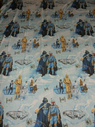 Vintage Star Wars The Empire Strikes Back 1979 Full Double Flat Bed Sheet Fabric