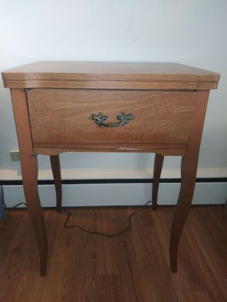 Vintage Solid Wood Sewing Machine Cabinet Table
