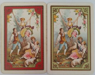Swap Cards Vintage Ladies - Vintage " Lady On Swing With Friends "