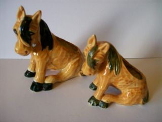 2 Vintage Donkey Mule Horse Figurine Planters
