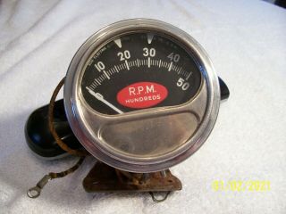 Vintage Sun Electric Engine Tachometer Tach Rc50 Red Football 5000 Rpm