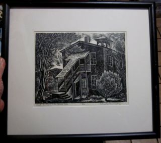 Vintage Signed Etching Old School House In The Mother Lode By Charles Surendorf