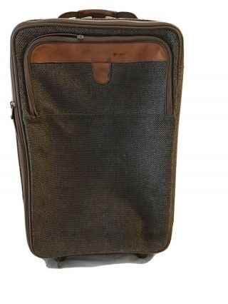 Vintage Hartmann Tweed & Leather Carry - On Rolling Suitcase/luggage