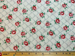 Vintage Cotton Feedsack Fabric 30s40s Pretty Pink & Red Roses Floral Exc
