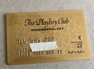 Lot103 Vintage Collectable The Playboy Club Presidential Key Card Expired 12/77