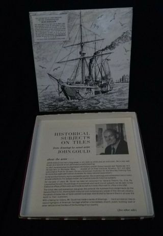 John Gould Historical Tile: " Michigan " Schooner - Of - War With Gift Box