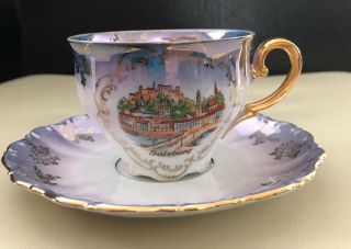 Vintage Seltmann Weiden Bavaria W Germany Violet/ Gold Tea Cup Saucer Salzburg