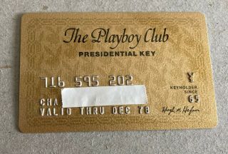 Lot102 Vintage Collectable The Playboy Club Presidential Key Card Expired 12/78