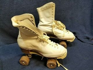 Betty Lytle Hyde White Roller Skates Chicago Custom Vintage Derby Women Size 7.  5