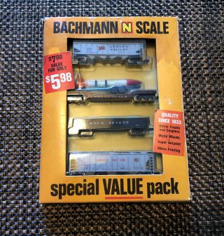 Vintage Bachmann N Scale Train Cars Special Value Pack Of 4 With Box