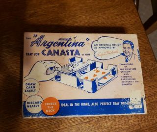 Vintage Canasta Or Gin Card Tray “the Argentina” Marbled Nu - Dell Plastic Gray