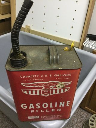 Vintage Eagle 2 Gallon Metal Gas Can Gasoline Fuel - Usa - No 1002