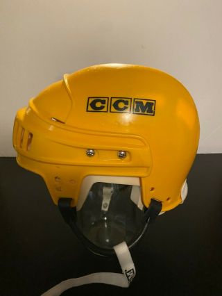 Vintage Yellow Ccm Ht2 Hockey Helmet Made In Canada