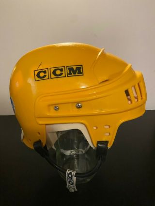 Vintage Yellow CCM HT2 Hockey Helmet Made in Canada 2