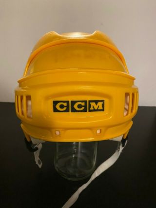 Vintage Yellow CCM HT2 Hockey Helmet Made in Canada 3
