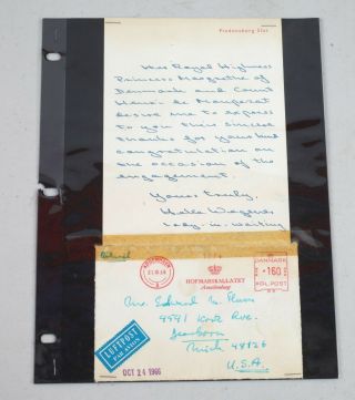 Vintage Letter Signed For 1966 Danish Denmark Princess Margrethe