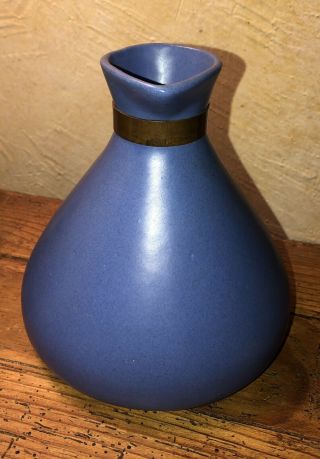 Vintage Arts And Crafts Pottery Carafe Catalina California Blue Matte 3