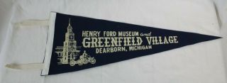 Vtg Henry Ford Museum Pennant Greenfield Village Dearborn Michigan Flag Felt