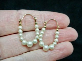 Vintage - 10kt Yellow Gold & Pearl Pierced Earrings