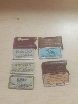 Vtg.  5 Credit Cards Metal Charg - A Plates Belks,  Meyers,  3 Leather Cases