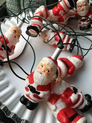 Vintage Santa Clause Light Covers Plastic Set Of 12.  Santa Is 3 1/2 In.