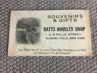 Vintage Batts Novelty Shop Niagara Falls York Business Card