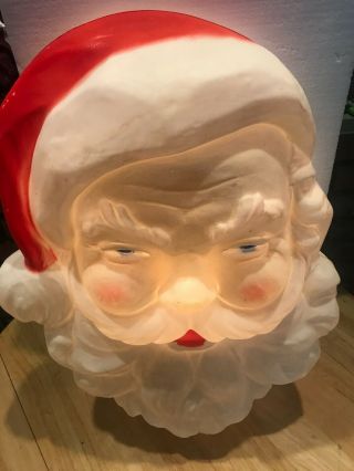 Vintage Union Products Blow Mold Lighted Santa Face (1989) 22 " Tall