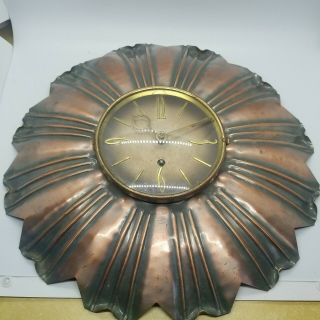 Vintage Gregorian Copper Wall Clock Mid Century Modern Wind - Up