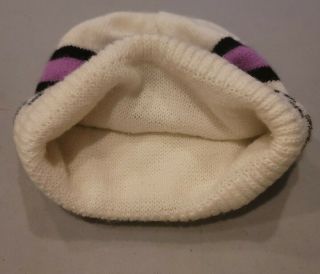 Vtg 1970s ARCTIC CAT Snowmobile White pink black Knit Hat Adult VGC cap toque 3
